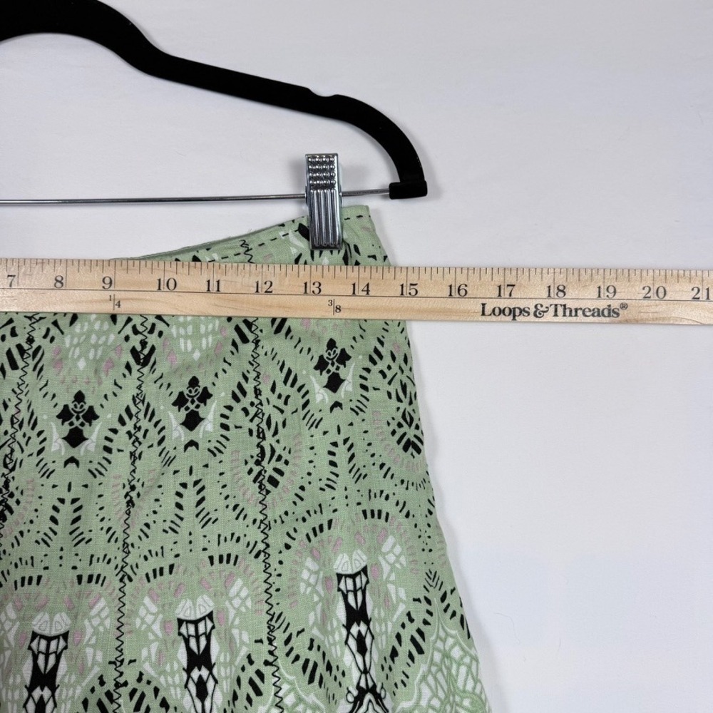 Gianni Bini Pleated Skirt 2 100% Linen Knee Length Geometric Artsy Dopamine - Picture 6 of 7
